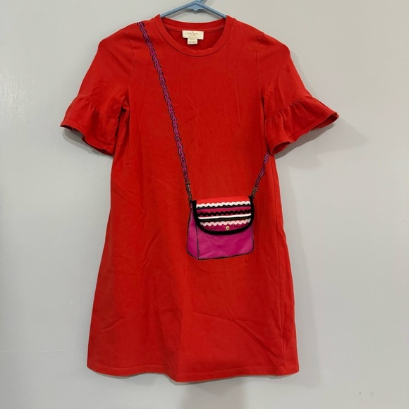 Kate Spade Girls Trompe l' Oeil Bag Dress in Coral Orange Red Size 12 - Picture 1 of 6